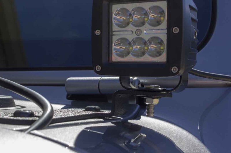 Jeep Wrangler JL Auxiliary Light Mounting Bracket - Fishbone Offroad - Cowl Light Brackets FB211110 - Black textured powder coat - `18-`27